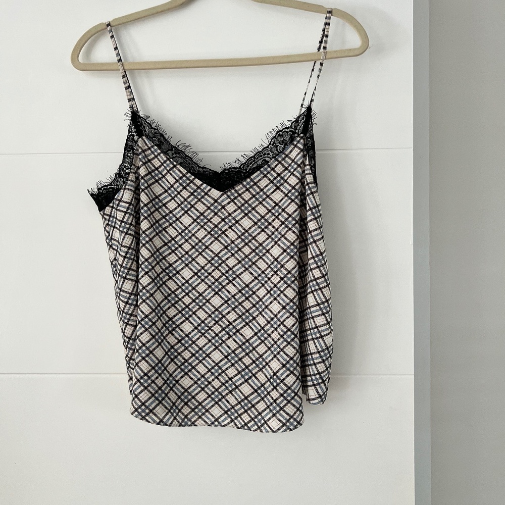 1.STATE Lace Spaghetti-Strap V-Neck Tank Top